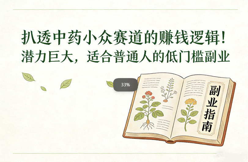 扒透中药小众赛道的賺米逻辑，潜力巨大，适合普通人的低门槛副业-hl998