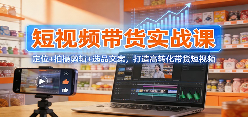 短视频带货实战课：定位+拍摄剪辑+选品文案，打造高转化带货短视频-hl998