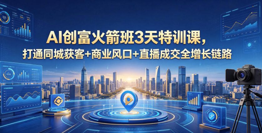 AI创富火箭班3天特训课，打通同城获客+商业风口+直播成交全增长链路，2026年4月新课-hl998
