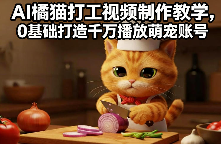 AI橘猫打工视频制作教学，流量狂飙，0基础打造千万播放萌宠账号-hl998
