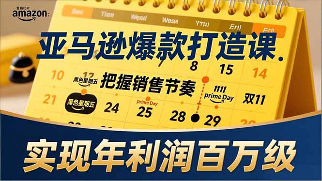 亚马逊爆款打造课，大促节点、全年规划、淡旺季打法，把握销售节奏，实现年利润百万级-hl998