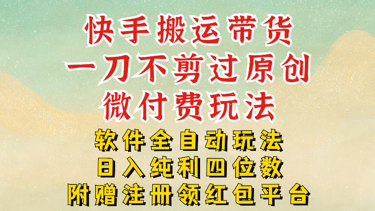 快手搬运带货，一刀不剪过原创，微付费玩法，软件全自动玩法，日入纯利四位数【揭秘】-hl998