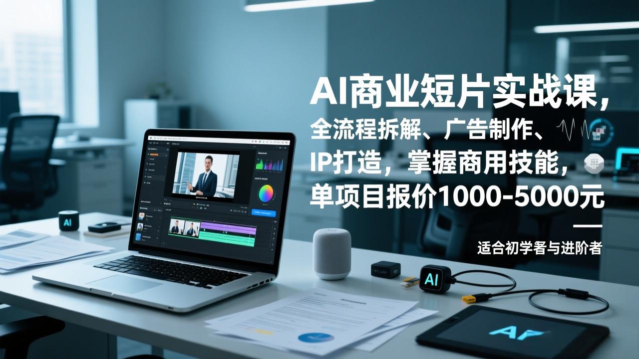 AI商业短片实战课，全流程拆解、广告制作、IP打造，掌握商用技能，单项目报价1000-5000元-hl998