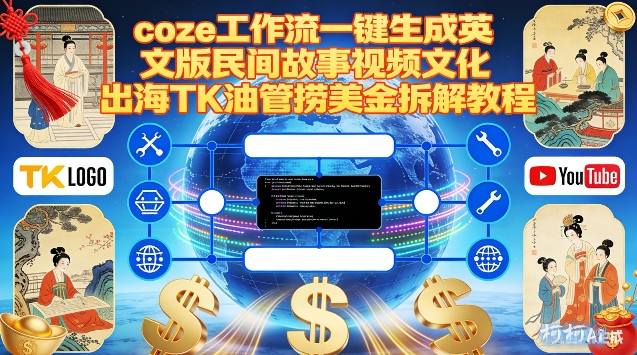 Coze扣子工作流一键生成英文版民间故事视频，文化出海TK油管捞美金拆解教程-hl998