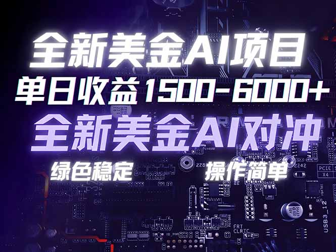 美金AI对冲项目，日入1500-6000+，绿色稳定，操作简单，创业副业首选，可批量放大-hl998