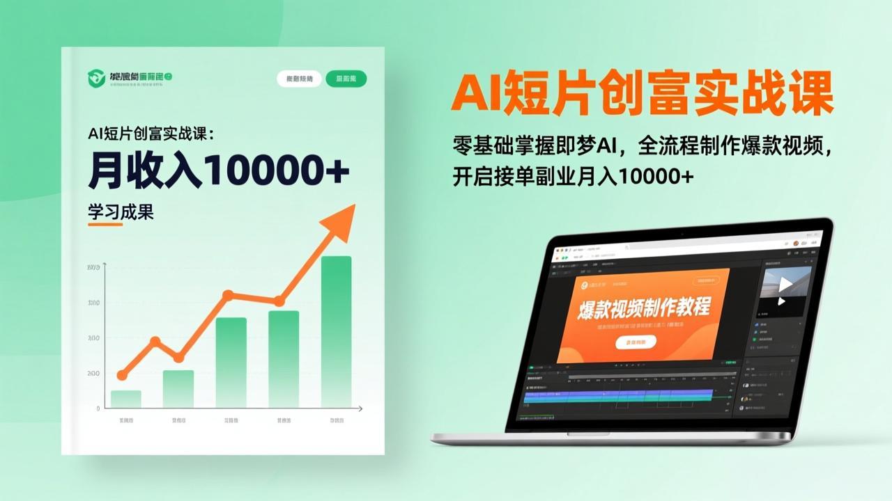 AI短片创富实战课：零基础掌握即梦AI，全流程制作爆款视频，开启接单副业月入10000+(更新-hl998