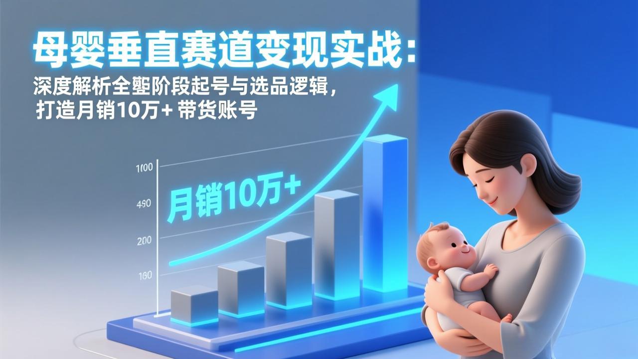母婴垂直赛道变现实战：深度解析三大阶段起号与选品逻辑，打造月销10万+带货账号-hl998
