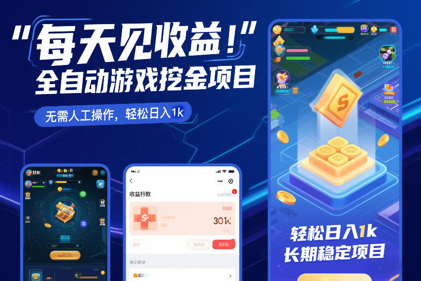 每天见收益，全自动游戏挖金项目，无需人工操作，轻松日入1k，长期稳定项目【揭秘】-hl998