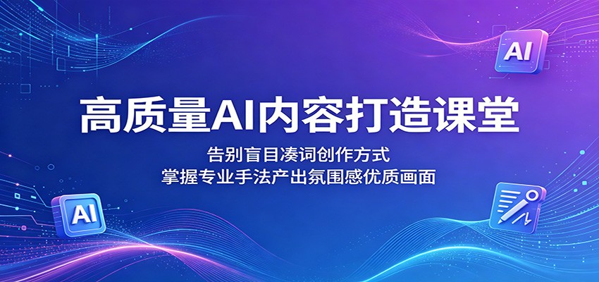 高质量AI内容打造课堂：告别盲目凑词创作方式，掌握专业手法产出氛围感优质画面-hl998