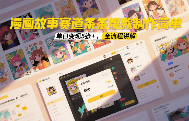 漫画故事赛道条条爆款制作简单，单日变现5张+，全流程讲解-hl998