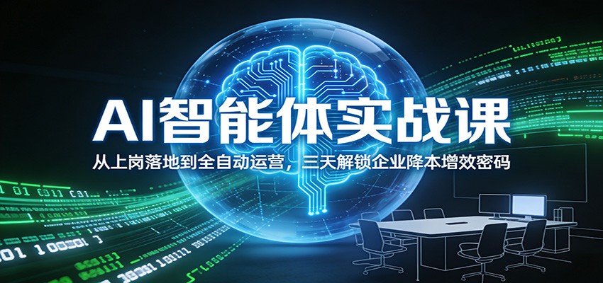 AI智能体实战课：从上岗落地到全自动运营，三天解锁企业降本增效密码-hl998