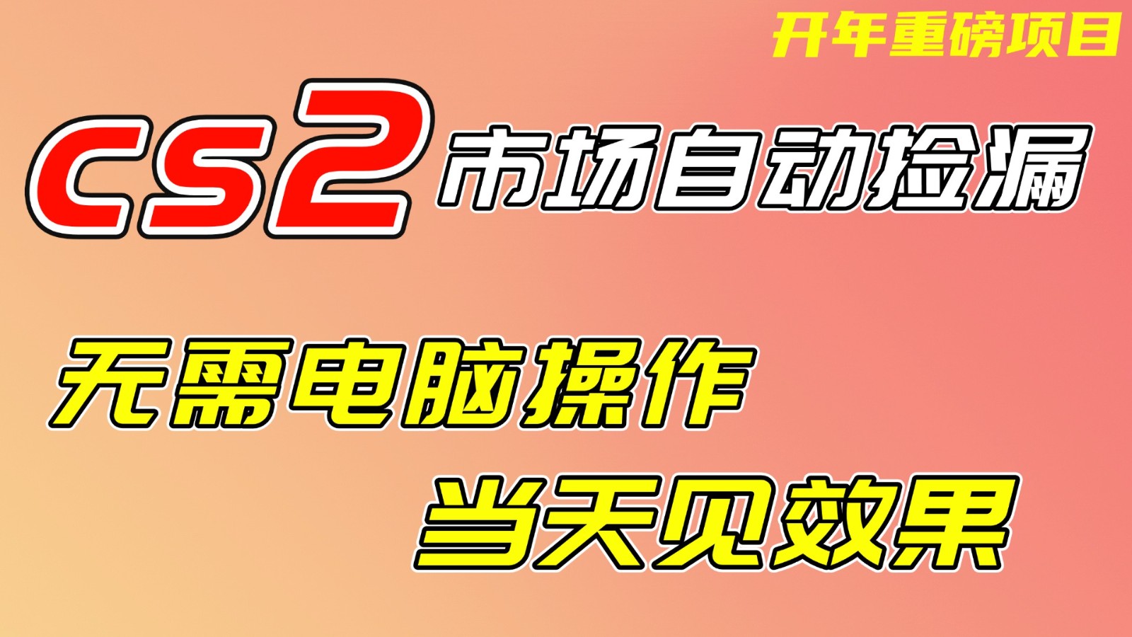 CS2市场挂机项，无需电脑操作，无需进入游戏，当天见效果，支持任何形式验证-hl998