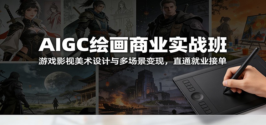AIGC绘画商业实战班：游戏影视美术设计与多场景变现，直通就业接单-hl998