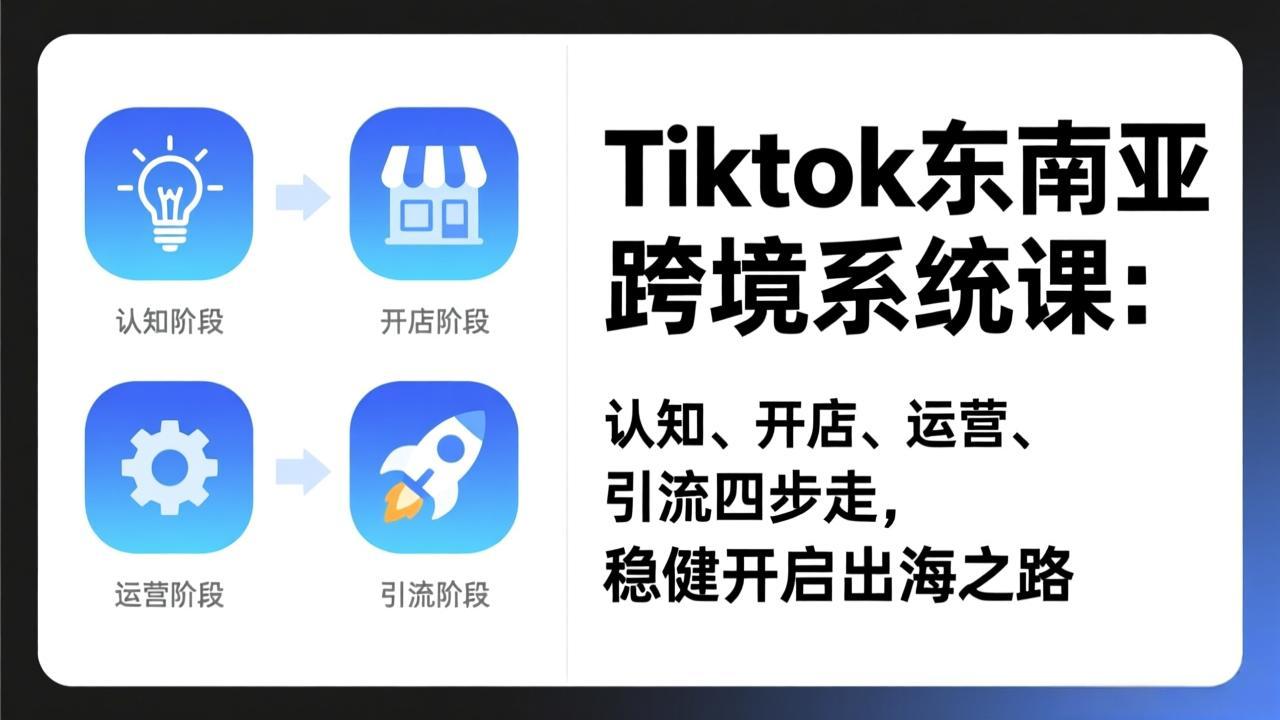 TikTok东南亚跨境系统课：认知、开店、运营、引流四步走，稳健开启出海之路-hl998