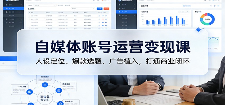 自媒体账号运营变现课：人设定位、爆款选题、广告植入，打通商业闭环-hl998