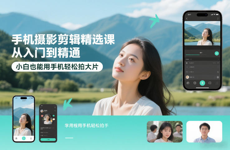 手机摄影剪辑精选课，从入门到精通，小白也能用手机轻松拍大片-hl998