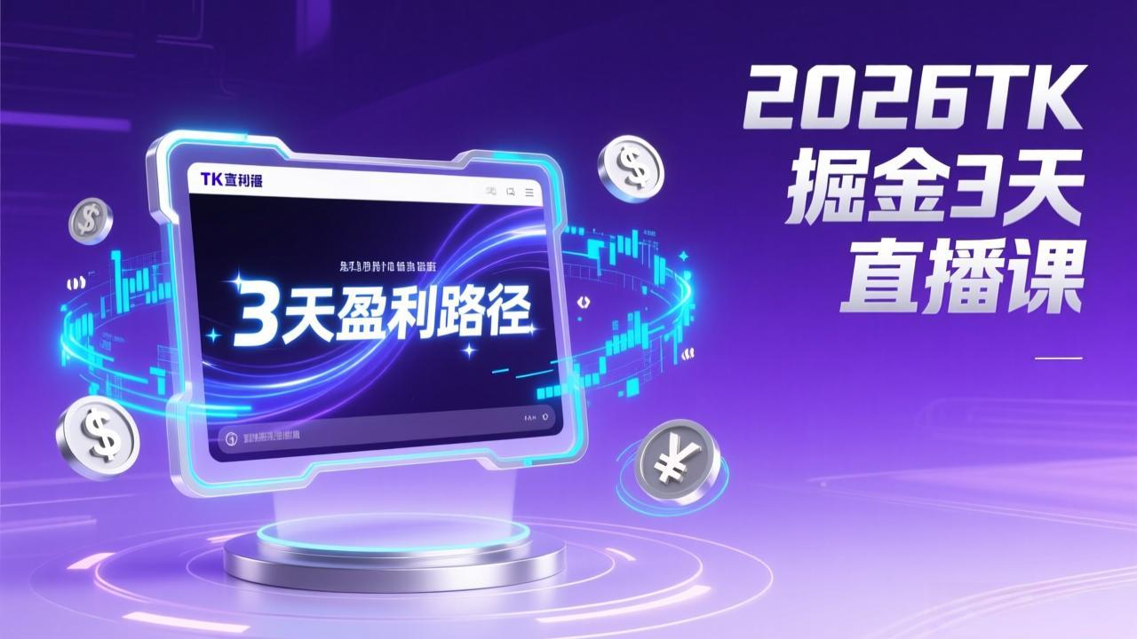 2026TK掘金直播课，起号涨粉+直播带货+商单变现+3天打通盈利路径，月入过万美金-hl998