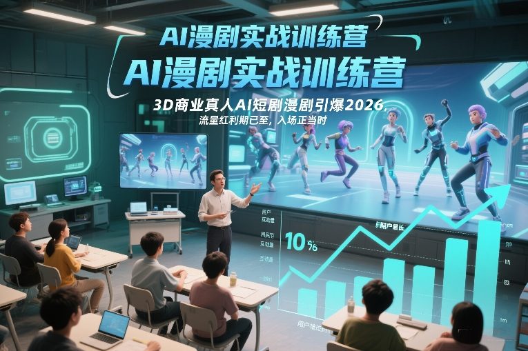 AI漫剧实战训练营，3D商业真人AI短剧漫剧引爆2026，流量红利期已至，入场正当时-hl998