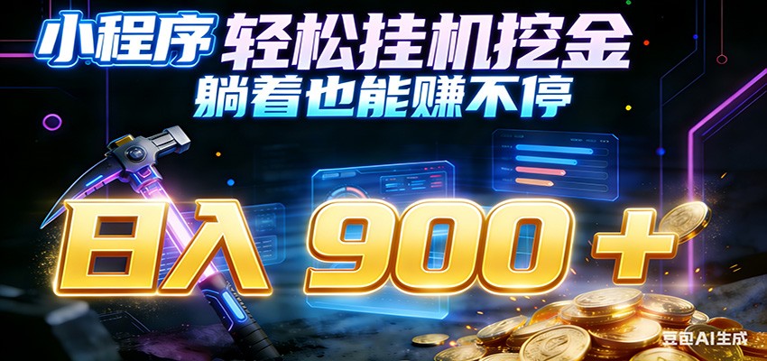 小程序挂机挖金，自动赚金币换现金，多号并行日入900+，轻松搞副业-hl998