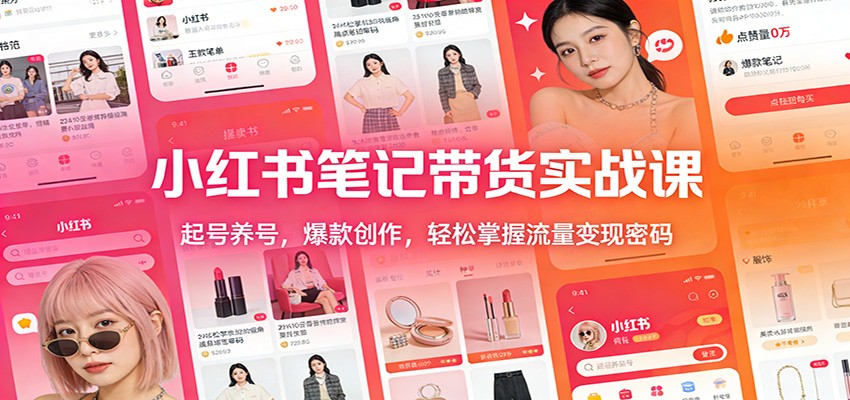 小红书笔记带货实战课：起号养号，爆款创作，轻松掌握流量变现密码-hl998