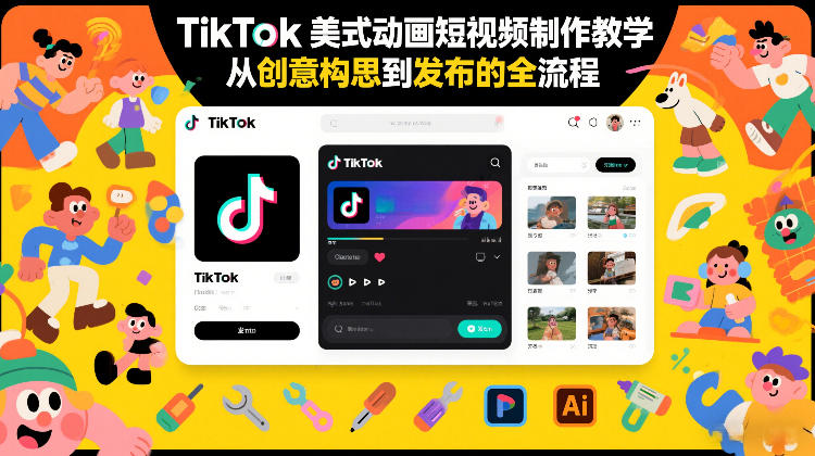 TikTok美式动画短视频制作教学，从创意构思到发布的全流程-hl998