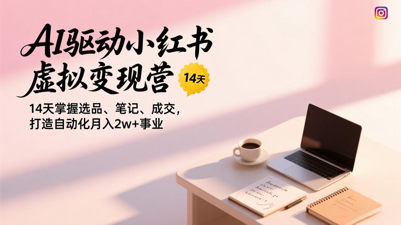AI驱动小红书虚拟变现营，14天掌握选品、笔记、成交，打造自动化月入2w+事业-hl998