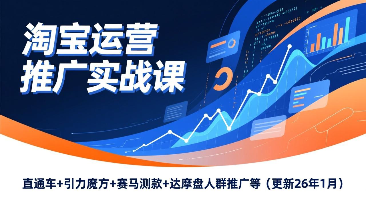 淘宝运营推广实战课，直通车+引力魔方+赛马测款+达摩盘人群推广等(更新26年1月-hl998