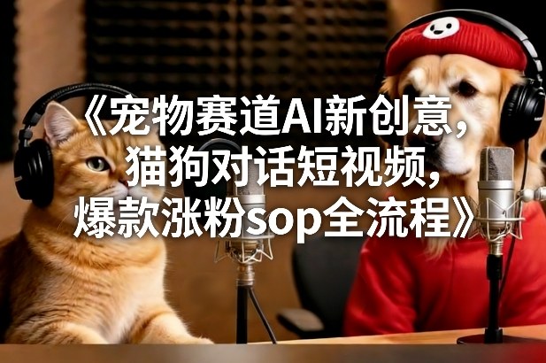 宠物赛道AI新创意，猫狗对话短视频，爆款涨粉sop全流程-hl998