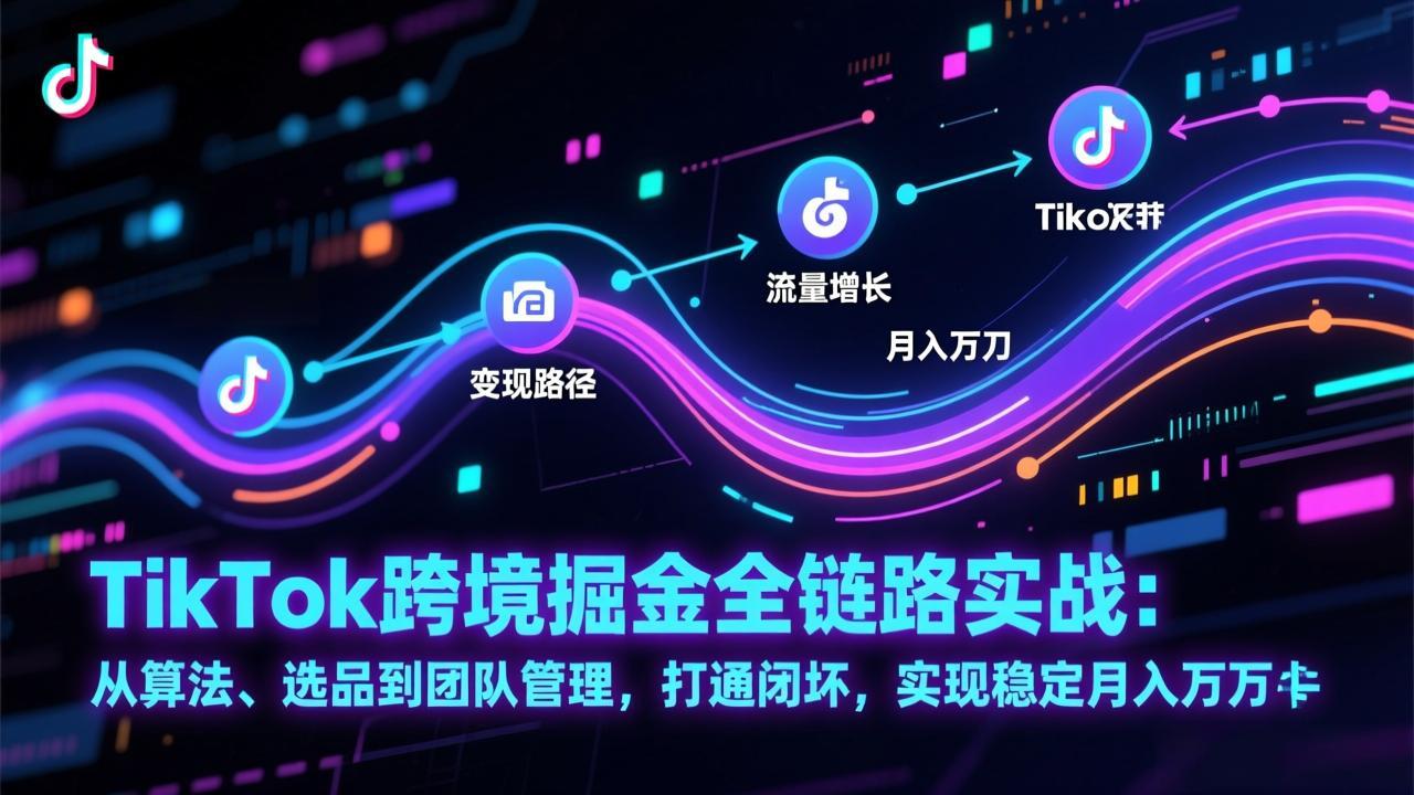 TikTok跨境掘金全链路实战：从算法、选品到团队管理，打通闭环，实现稳定月入万刀-hl998