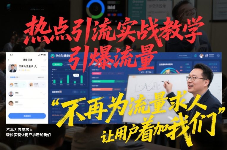 热点引流实战教学,引爆流量,不再为流量求人,轻松实现让用户求着加我们