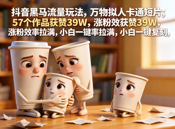 抖音黑马流量玩法，万物拟人卡通短片，57个作品获赞39W，涨粉效率拉满，小白一键复刻，保姆级拆解-hl998