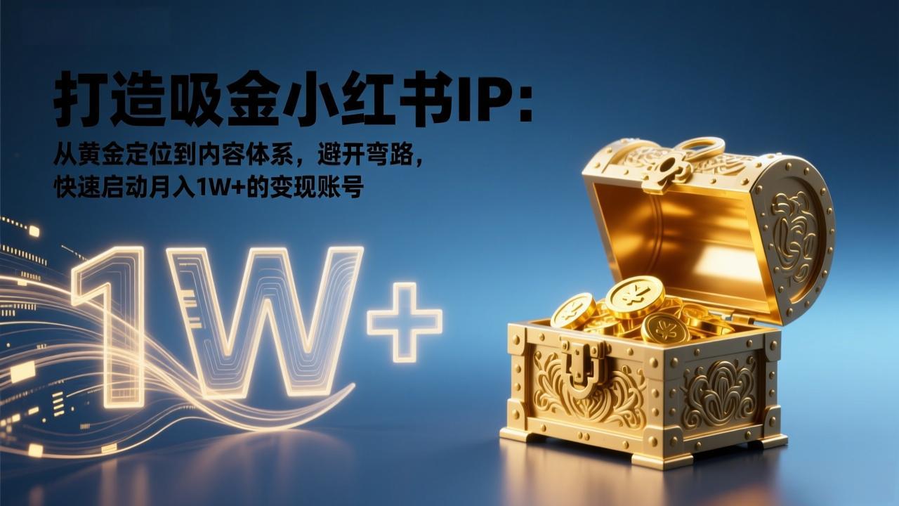 打造吸金小红书IP：从黄金定位到内容体系，避开弯路，快速启动月入1W+的变现账号-hl998