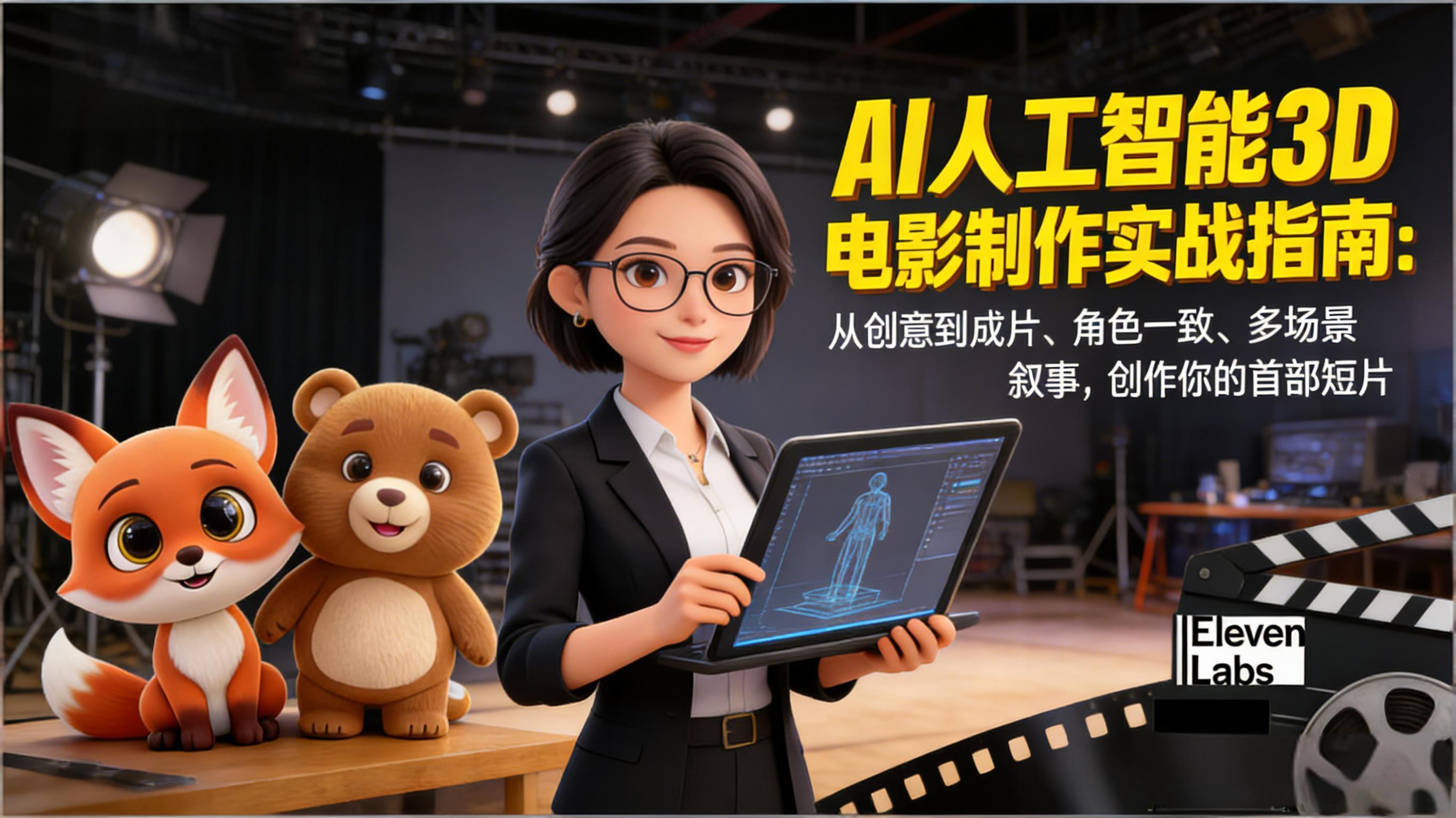 AI人工智能3D电影制作实战指南：从创意到成片、角色一致、多场景叙事，创作你的首部短片-hl998