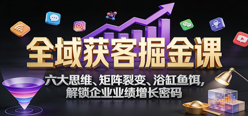 全域获客掘金课：六大思维、矩阵裂变、浴缸鱼饵，解锁企业业绩增长密码-hl998