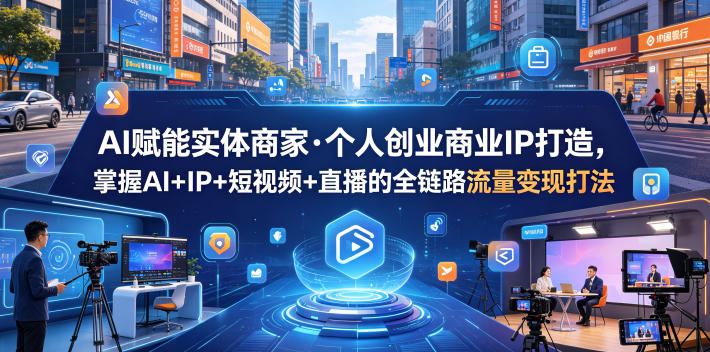 AI赋能实体商家·个人创业商业IP打造，掌握AI+IP+短视频+直播的全链路流量变现打法-hl998
