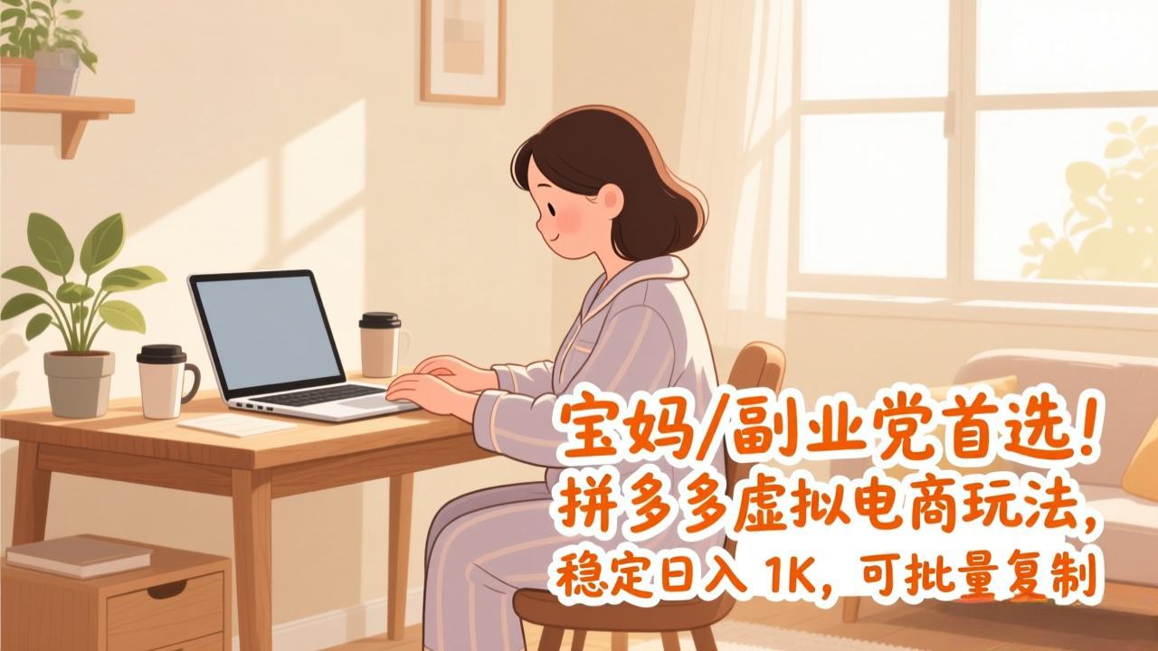宝妈 / 副业党首选！拼多多虚拟电商玩法，稳定日入 1K，可批量复制-hl998