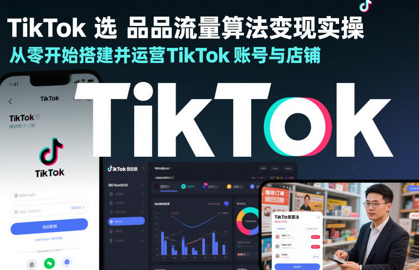 TikTok选品流量算法变现实操，从零开始搭建并运营TikTok账号与店铺-hl998