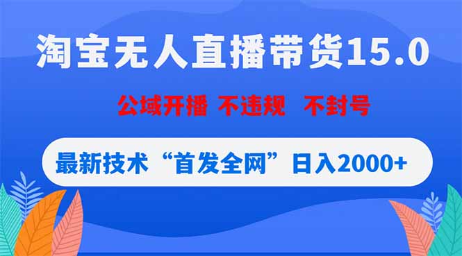 淘宝无人直播带货15.0，不封号，不违规，公域玩法，首发全网日入2000+-hl998