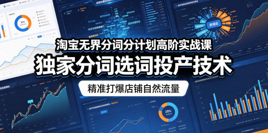淘宝无界分词分计划高阶实战课，独家分词选词投产技术，精准打爆店铺自然流量-hl998