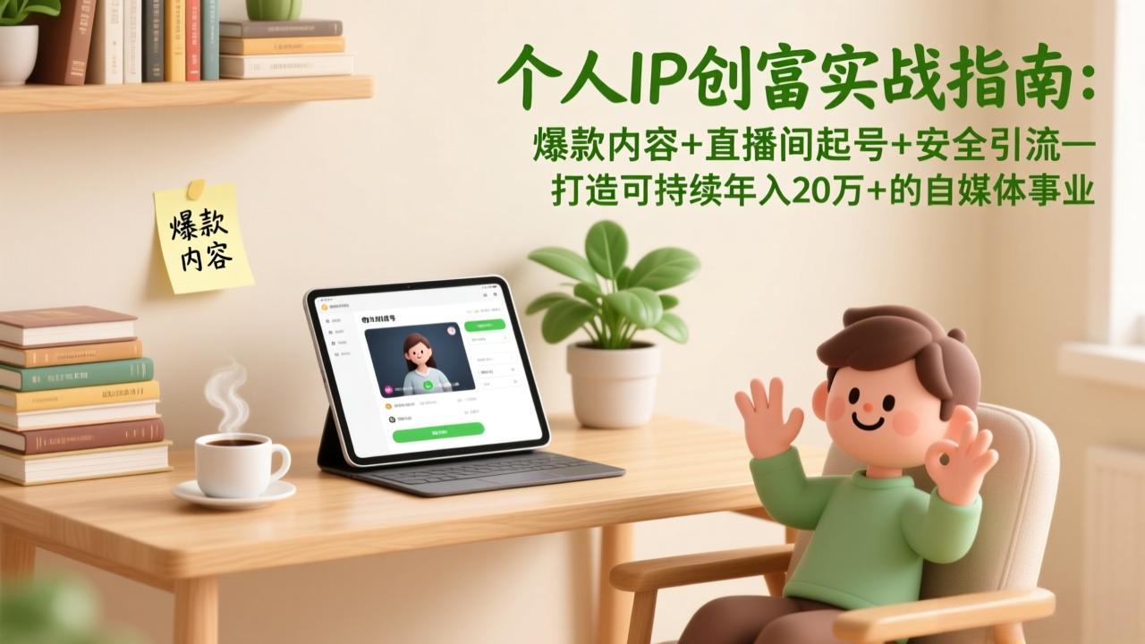 个人IP创富实战指南：爆款内容+直播间起号+安全引流，打造可持续年入20万+的自媒体事业-hl998