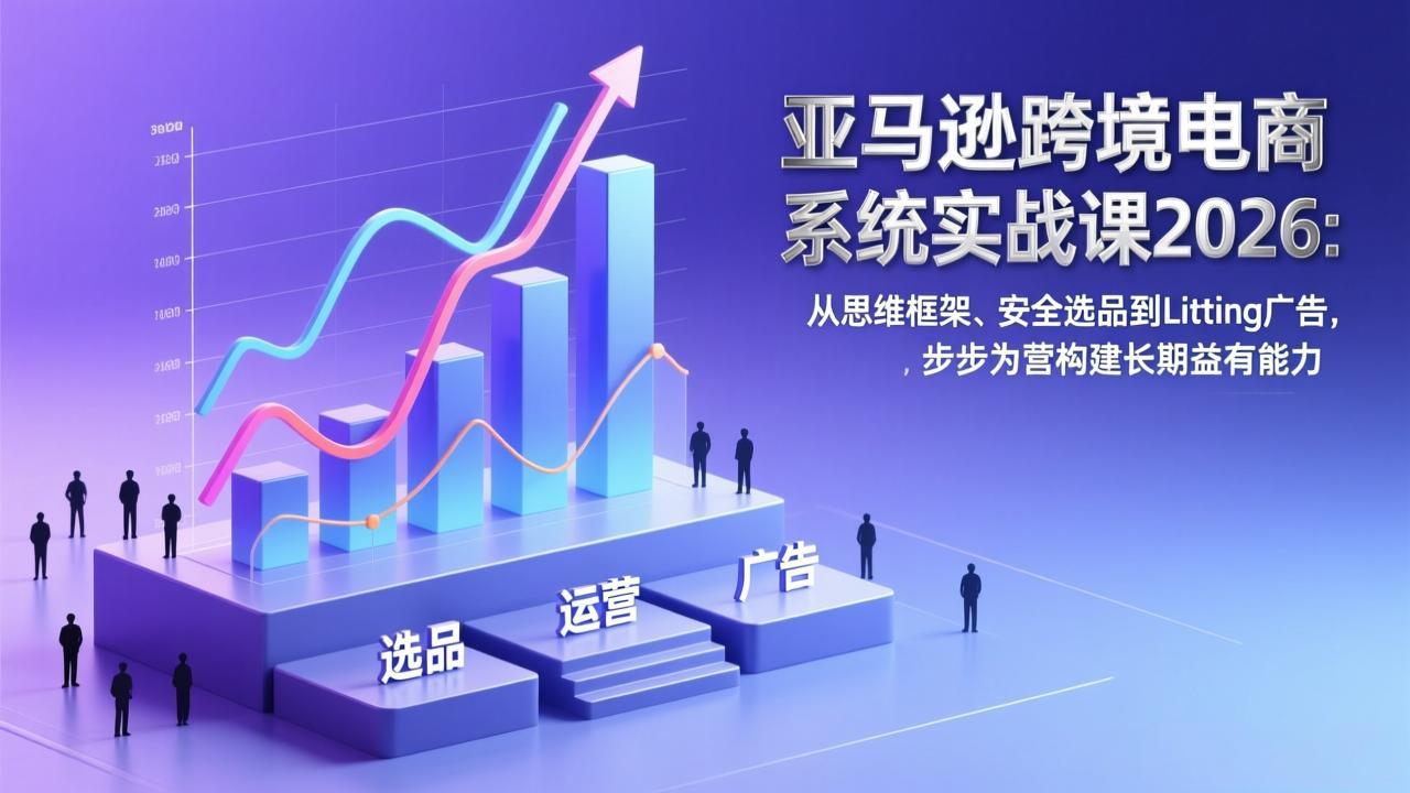 亚马逊跨境电商系统实战课2026：从思维框架、安全选品到Listing广告，步步为营构建长期盈利能力-hl998