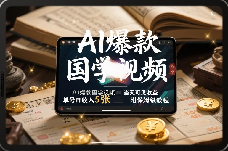 AI爆款国学视频，独家起号方法，小白直接上手，当天可见收益，单号日收入5张+附保姆级教程-hl998