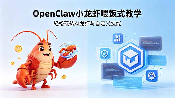 不用懂技术！OpenClaw小龙虾喂饭式教学，轻松玩转AI龙虾与自定义技能 (5月22更新-hl998