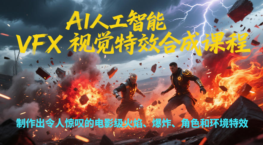 AI人工智能VFX视觉特效合成课程，制作出令人惊叹的电影级火焰、爆炸、角色和环境特效-hl998