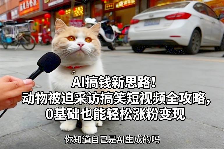 AI搞钱新思路！动物被迫采访搞笑短视频全攻略，0基础也能轻松涨粉变现-hl998