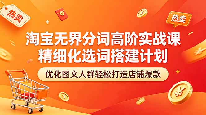 淘宝无界分词高阶实战课 精细化选词搭建计划 优化图文人群轻松打造店铺爆款-hl998