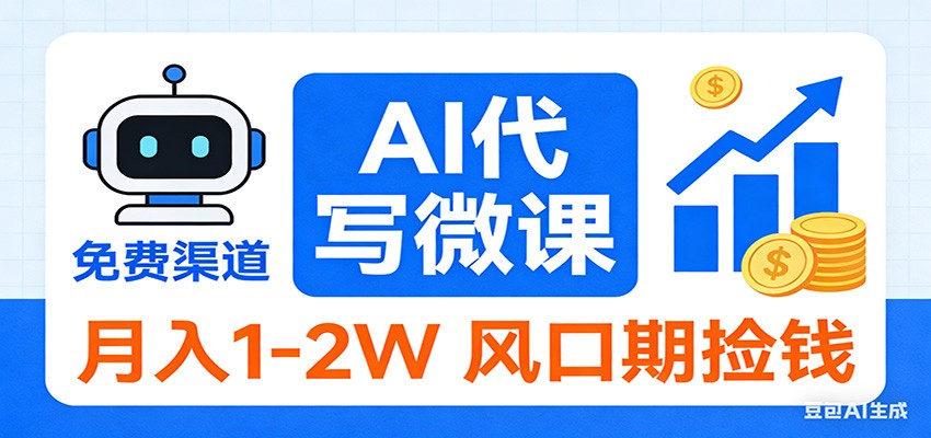 2026告别打工!AI 代写微课,提供免费渠道,月入 1-2W 风口期捡钱-hl998