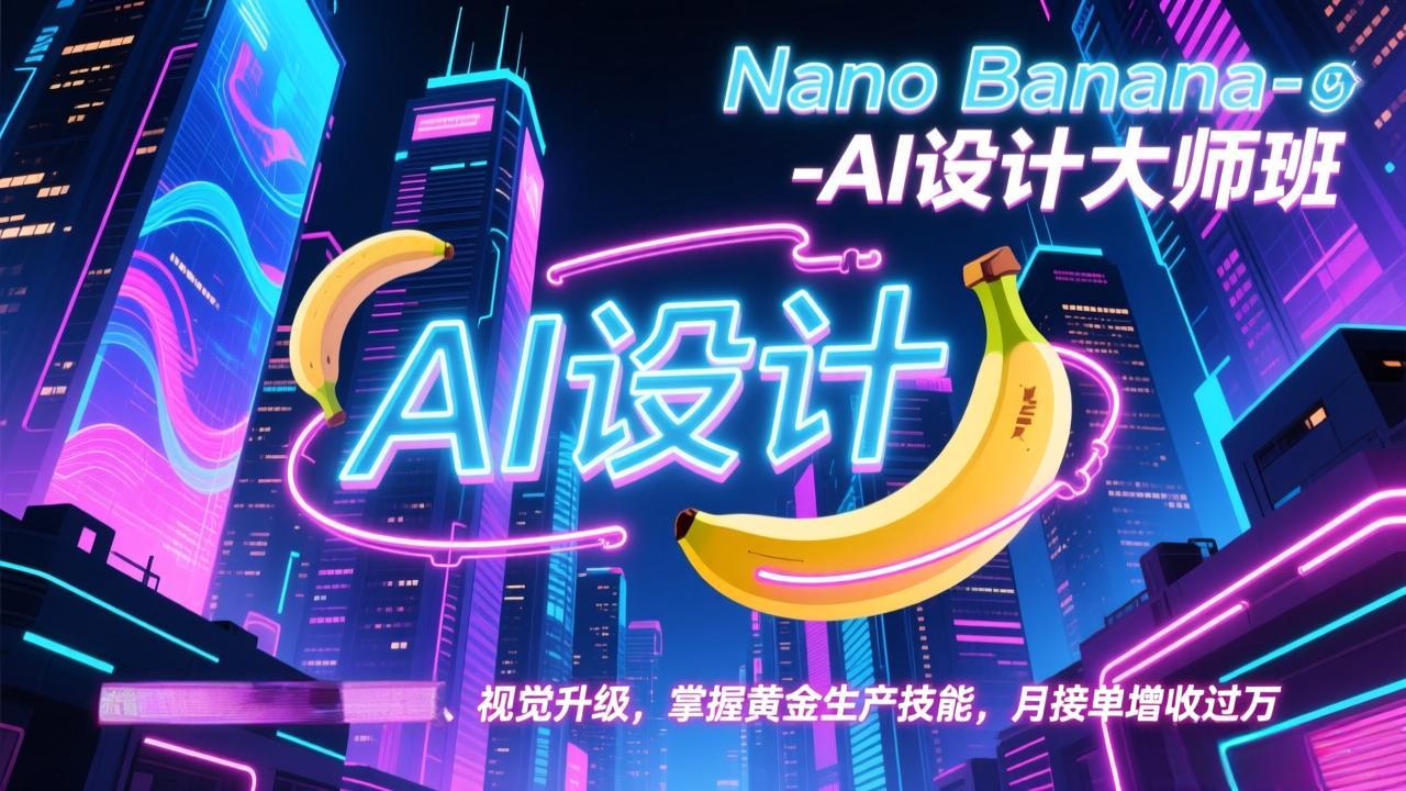 Nano Banana-AI设计大师班，修图合成、广告创作、视觉升级，掌握黄金生产技能，月接单增收过万-hl998
