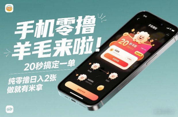 手机零撸薅羊毛来啦！20秒搞定一单，纯零撸日入2张，做就有米拿【揭秘】-hl998