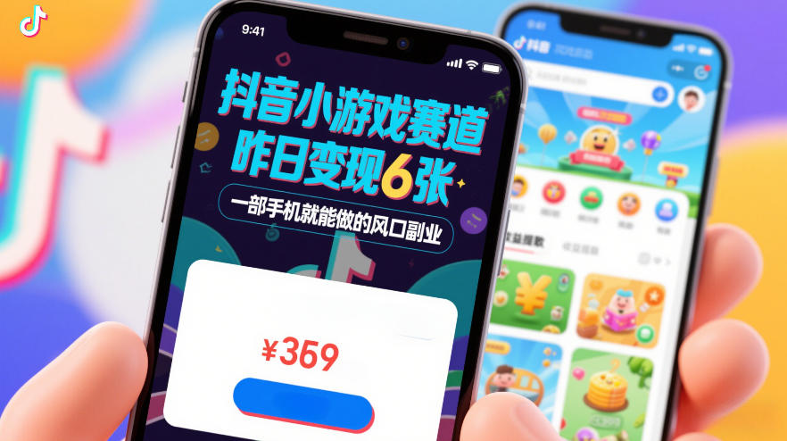 抖音小游戏赛道，昨日变现600+，零基础一部手机就能做的风口副业【揭秘】-hl998